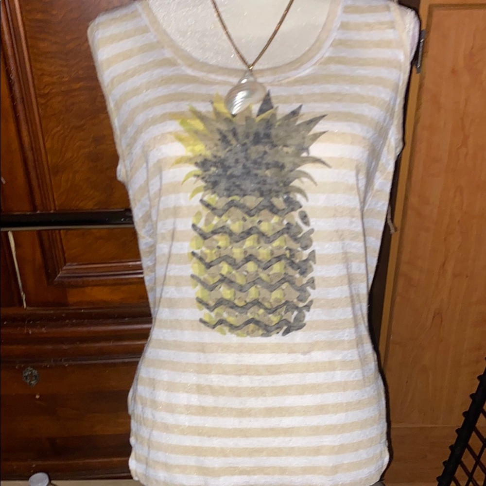 Kate & Sam Striped Pineapple Print Tank Top